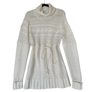 Vintage Y2K Motherhood Maternity Sweater Tunic Womens Large Ivory Cream Coquette